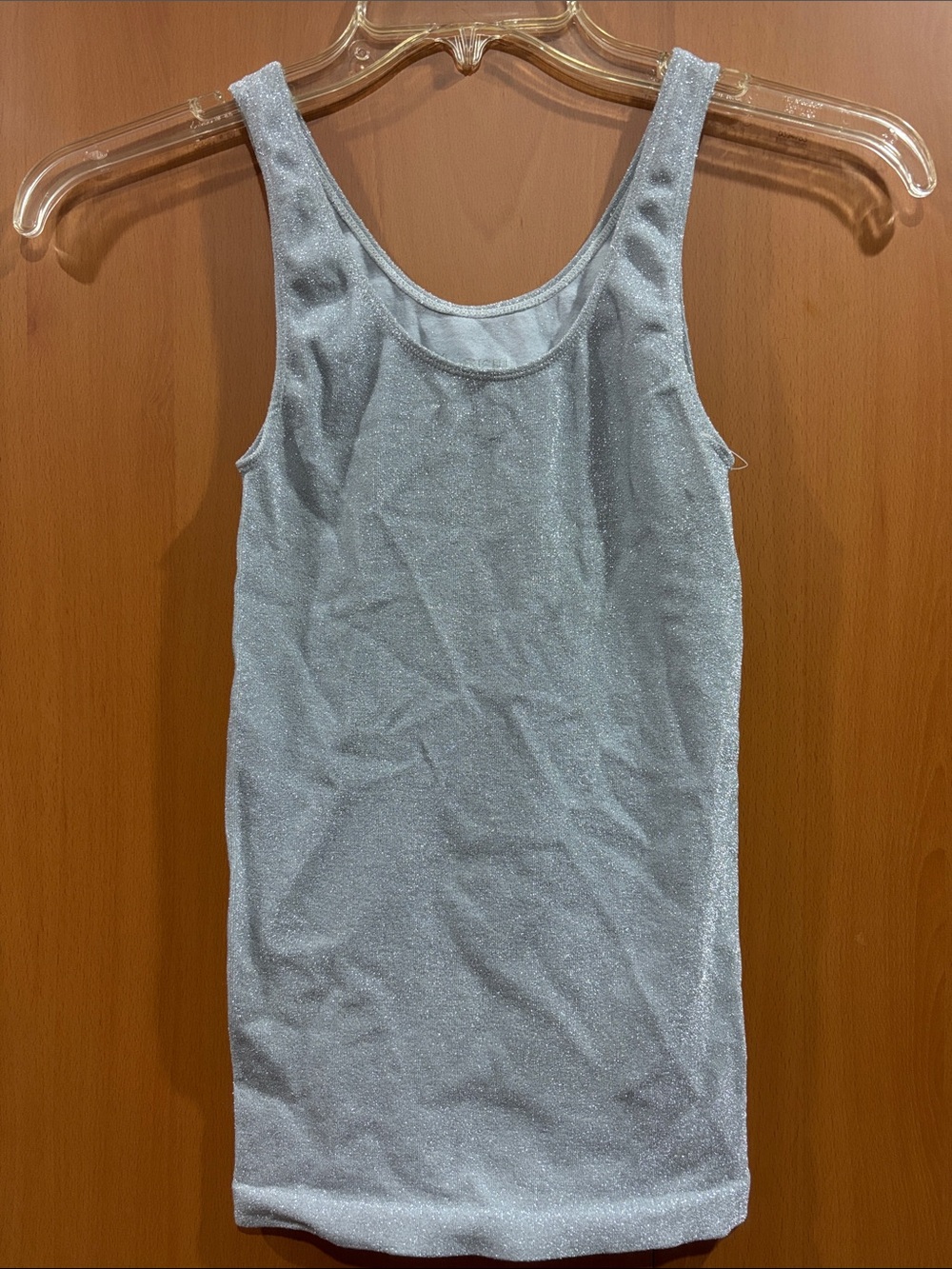 NEW! Bar III Shimmery Silver stretchy Scoop Tank M/L